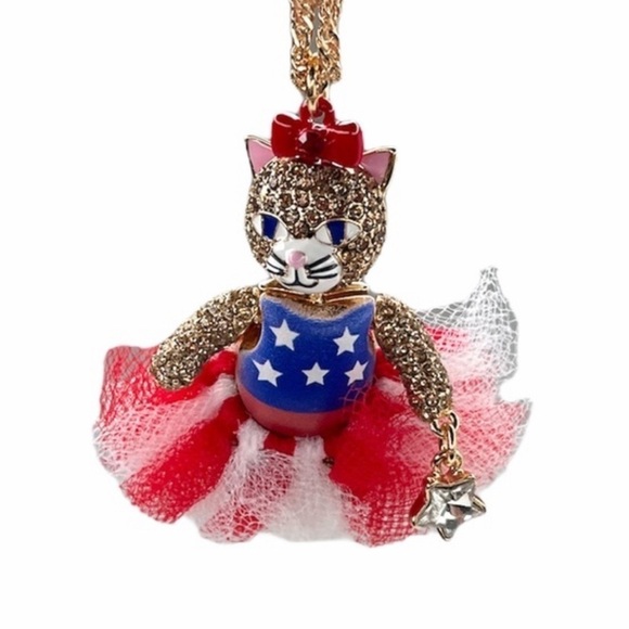 Betsey Johnson 4th of July Fireworks Kitty necklace - Picture 3 of 4